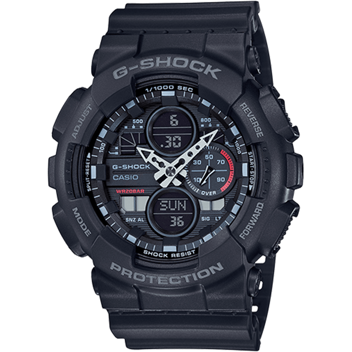 Casio Mens G-Shock Black Resin Strap Black Analog-Digital Dial Quartz Watch - GA140-1A1 - WatchCo.com