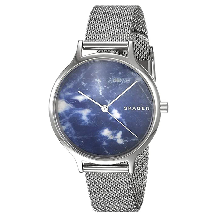 Skagen Anita Womens Blue Dial Silver Band Casual Analog Quartz Stainless Steel Strap Watch - SKW2718