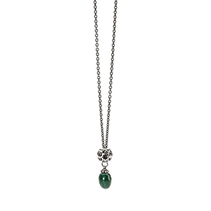 Trollbeads 925 Green Malachite Stone Sterling Silver Wishful Silver Necklace  90cm - TAGBO-00127