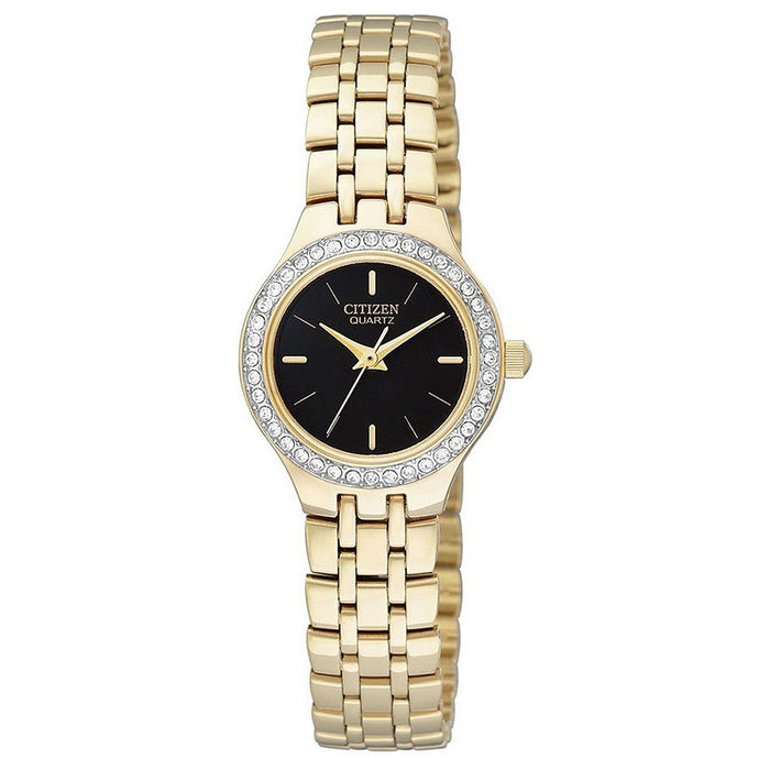 Citizen Mens Stainless Steel Case and Bracelet Black Dial Gold Watch - EJ6042-56E