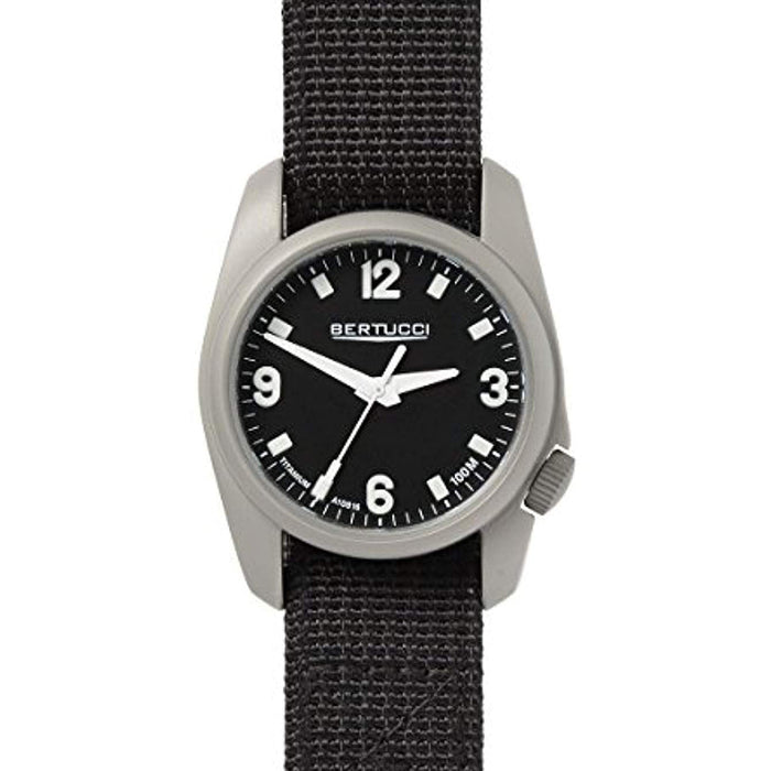 Bertucci A-1T Titanium Mens Black Nylon Band Black Quartz Dial Watch - 10300