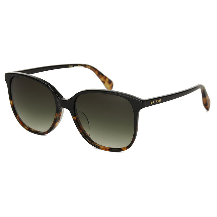 Toms Womens Sandela Black Tortoise Frame Olive Lens Square Sunglasses - 10014817