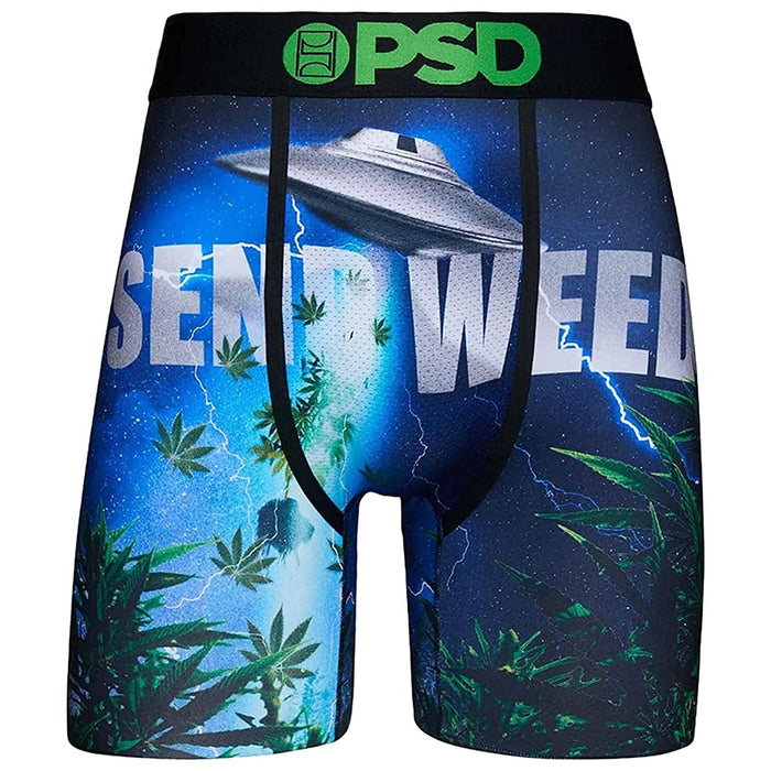 PSD Men's Black Send Weed Boxer Briefs Underwear - 422180046-BLK
