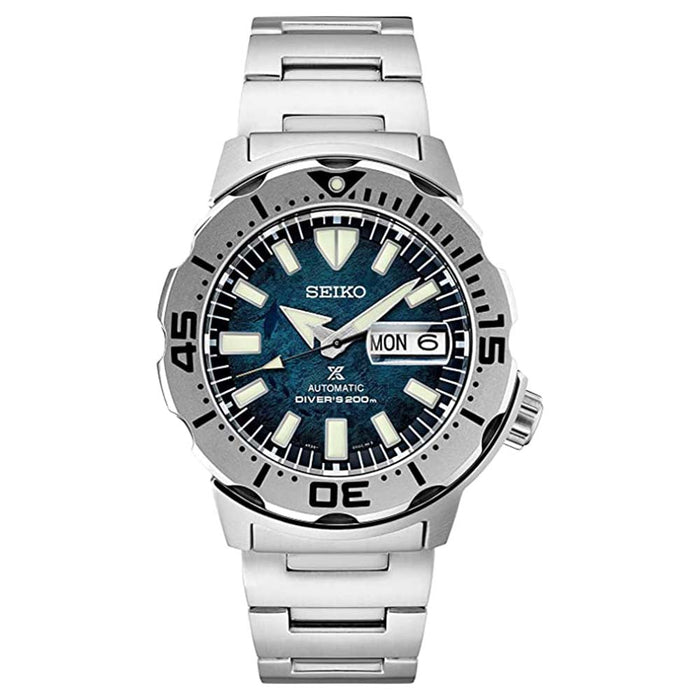 Seiko Men's Blue Dial Silver Stainless Steel Band Automatic Watch - SRPH75