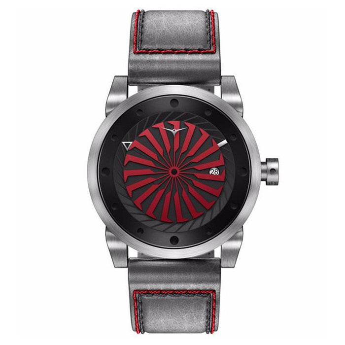 Zinvo Blade Corsa Men's Sand Genuine Italian Leather Band Red Quartz Dial Watch - BLADEBOLD