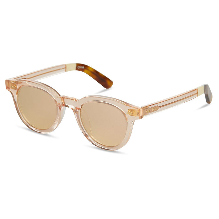 Fin Womens Peach Crystal Frame Peach Mirror Lens Round Sunglasses - 10014008