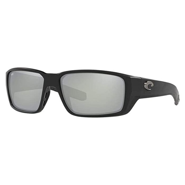 Costa Del Mar Mens Fantail Pro Rectangular Matte Black Grey Silver Mirrored Sunglasses - 6S9079-BLKGRYSILMIR