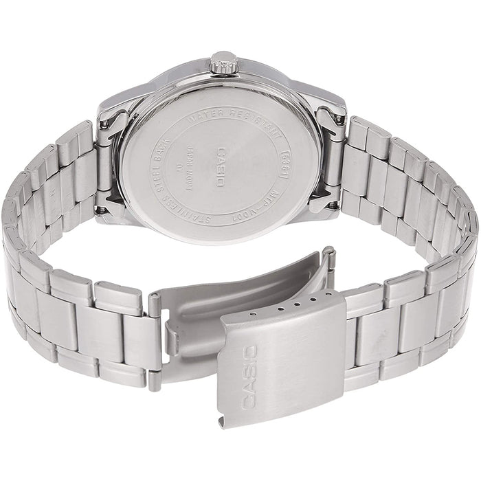 Casio Mens Stainless Steel Bracelet Easy Reader Black Dial Analog Quartz Watch - MTP-V001D-1BUDF