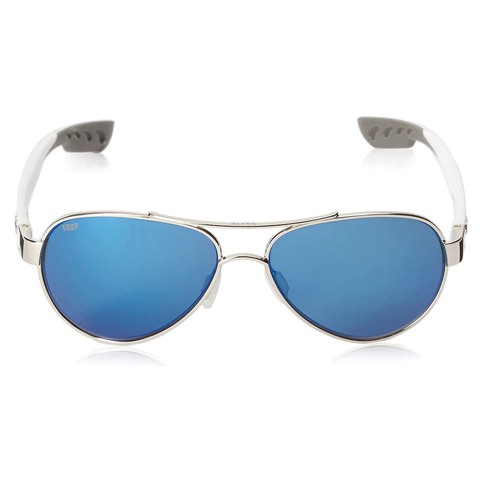 Costa Del Mar Womens Loreto Aviator Palladium Frame Grey Blue Mirror Polarized 580p Lens Sunglasses - LR21OBMP