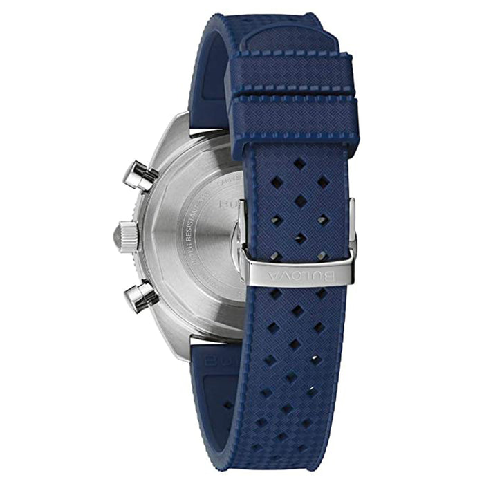 Bulova Mens Surfboard Blue Dial Band Chronograph Steel Case Silicone Strap Watch - 98A253