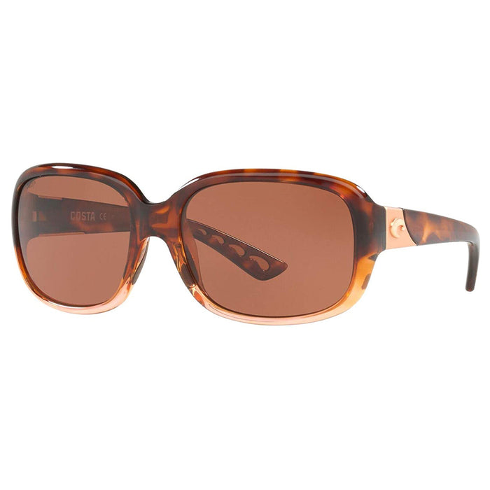Costa Del Mar Womens Gannet Shiny Tortoise Fade Frame Copper Polarized 580p Lens Sunglasses - GNT120OCP