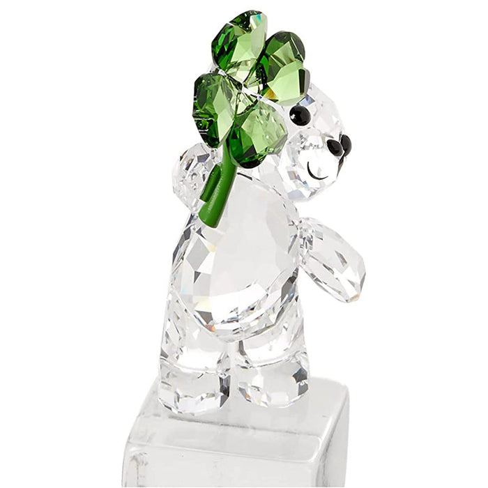 Swarovski Clear Crystal with a Green Four-Leafed Clover AccentKris Bears Lucky Charm Figurine for Home Decor - 5557537