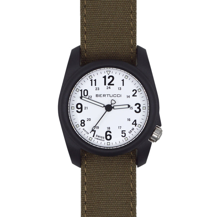 Bertucci Men's DX3 Bark Comfort Canvas Band White Analog Dial Quartz Watch - 11089