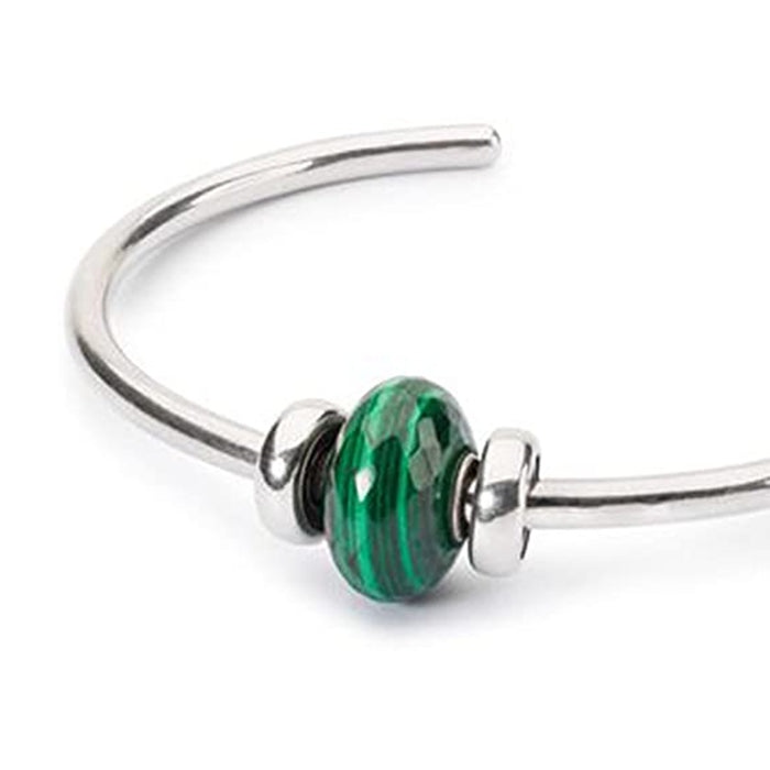 TROLLBEADS Womens Green Malachite Stone Bead Bangle Wishful Sterling Silver Bracelet - TAGBO-00129