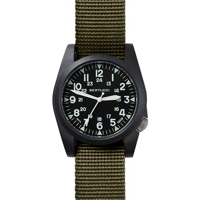 Bertucci Unisex Olive Green Band Black Dial Black Dial Analog Watch - 13351