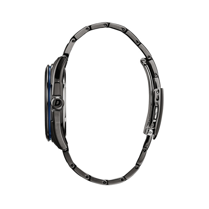 Citizen Brycen Eco Drive Mens Black Steel Bracelet Band Blue Quartz Dial Watch - AW1147-52L