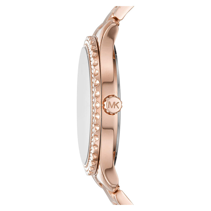 Michael Kors Womens Pink Dial Stainless Steel Band Quartz Watch - MK6848