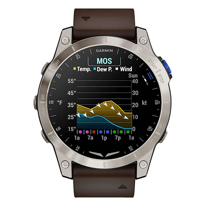 Garmin D2 Mach 1 Oxford Brown Leather Band Touchscreen Aviation Weather Health and Wellness Features with Moving Map GPS Smartwatch - 010-02582-54