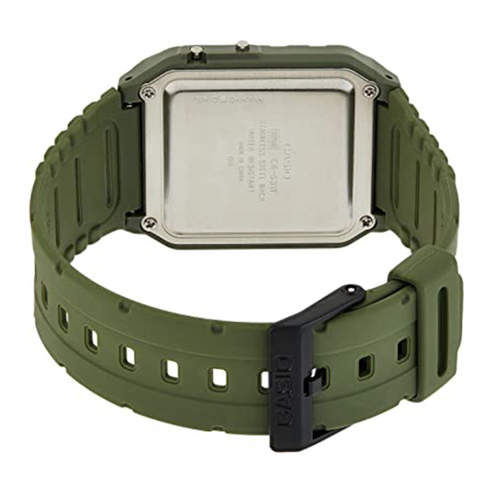 Casio Mens Black Dial Green Resin Band Digital Quartz Watch - CA-53WF-3BDF