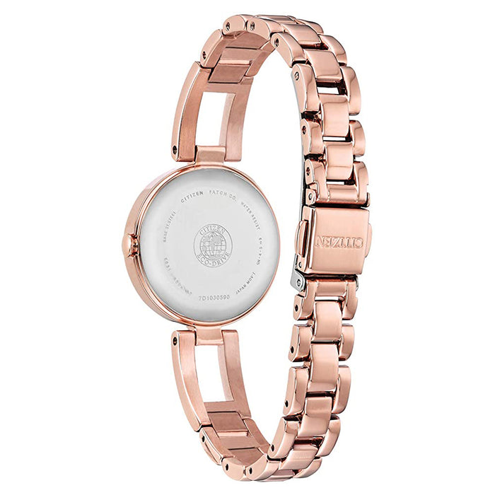 Citizen Womens Eco-Drive Silver Dial Pink Band Stainless Steel Watch - EM0633-53A