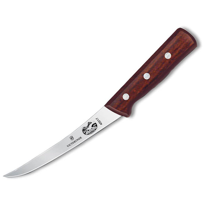 Victorinox Wood Handle Stainless Steel Curved Semi-stiff Blade Boning Knife - 5.6606.15