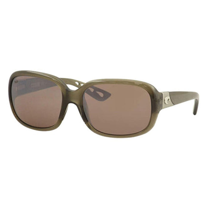 Costa Del Mar Womens Gannet Shiny Taupe Crystal Frame Polarized Copper Silver Mirror 580P Lens Sunglasses - GNT258OSCP