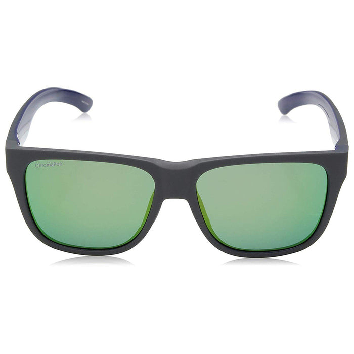Smith Lowdown 2 Women's Matte Smoke Blue Frame Green Mirror Lens Square Sunglasses - LD2CMGMMSBL