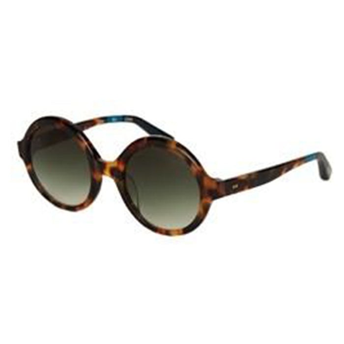 Womens Harlow Blonde Tortoise Frame Olive Green Lens Round Sunglasses - 10014804
