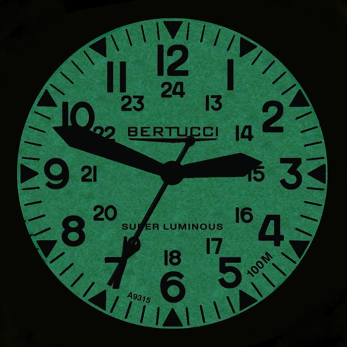 Bertucci Mens A-3P Sportsman Vintage Plastic Case Green Nylon Strap White Dial Black Watch - 13356