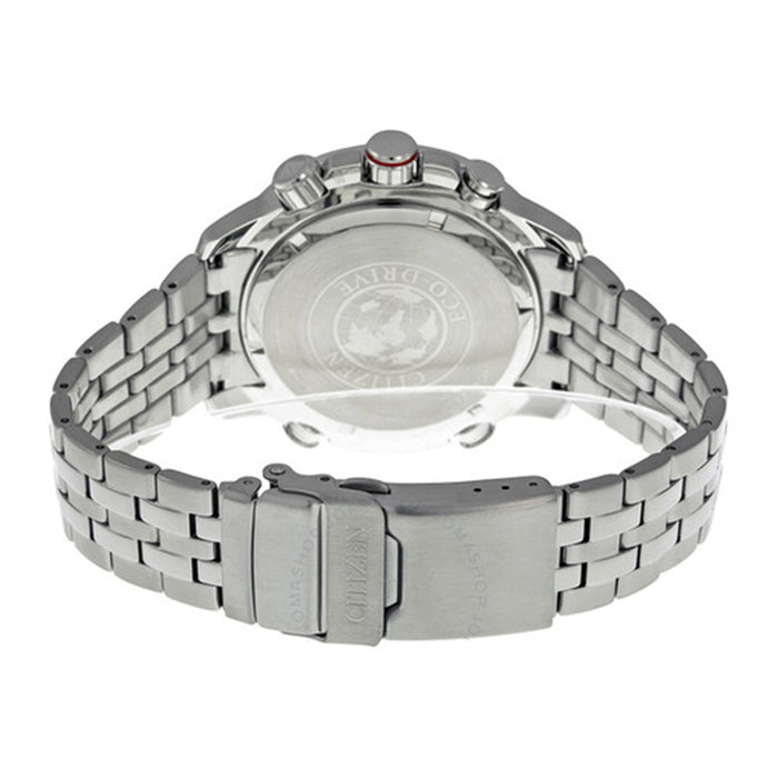 Citizen Eco-Drive Men's Stainless Steel Case and Bracelet Black Dial Silver Watch - JZ1060-76E