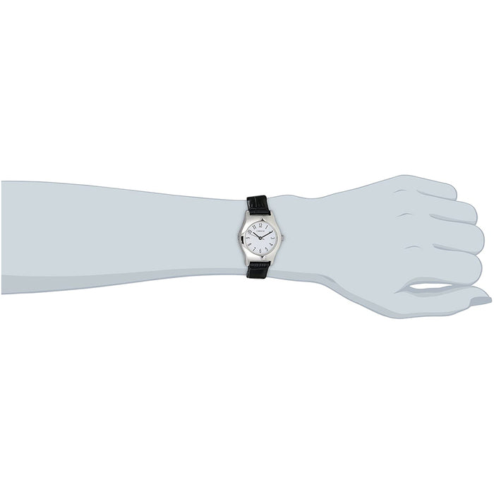Timex Carriage Womens Silver-Tone Black Croco Leather Strap White Dial Quartz Watch - C3C364