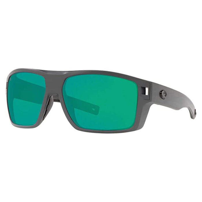 Costa Del Mar Men's Matte Grey Frame Green Mirror Lens Polarized Diego Rectangular Sunglasses - DG098OGMGLP