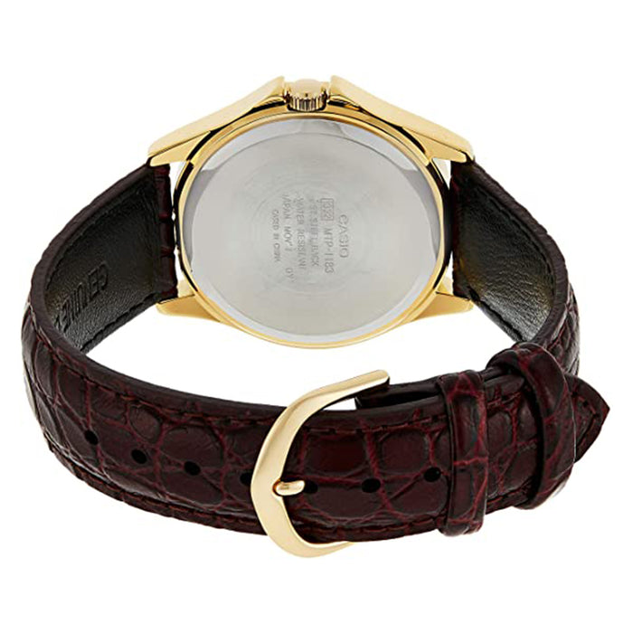 Casio Mens Gold Dial Brown Strap Stainless Steel Fashion Quartz Watch - MTP-1183Q-9ADF