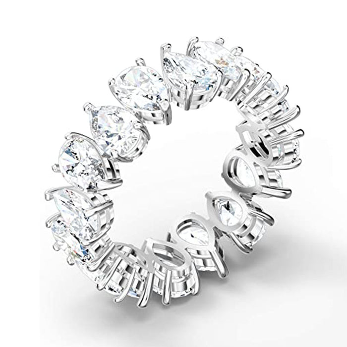 Swarovski Women's White Crystal Stones Rhodium Plated Vittore Pear Shaped Ring - 5572827