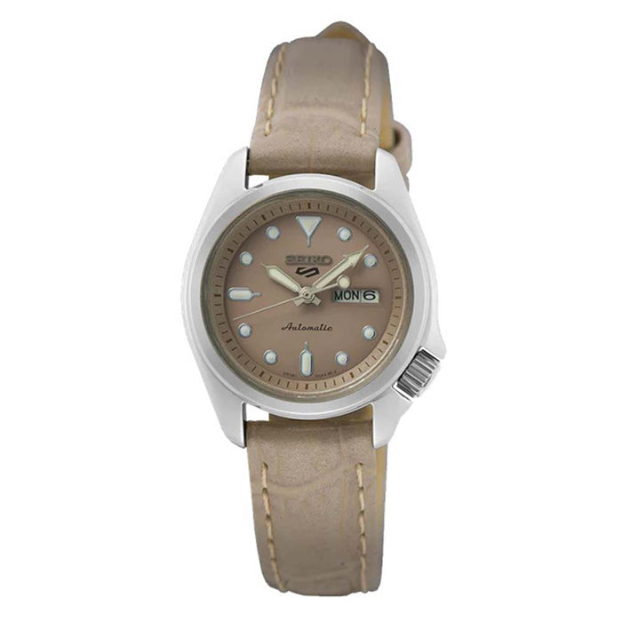 Seiko Men's Sand Beige Dial Beige Leather Band Automatic Watch - SRE005