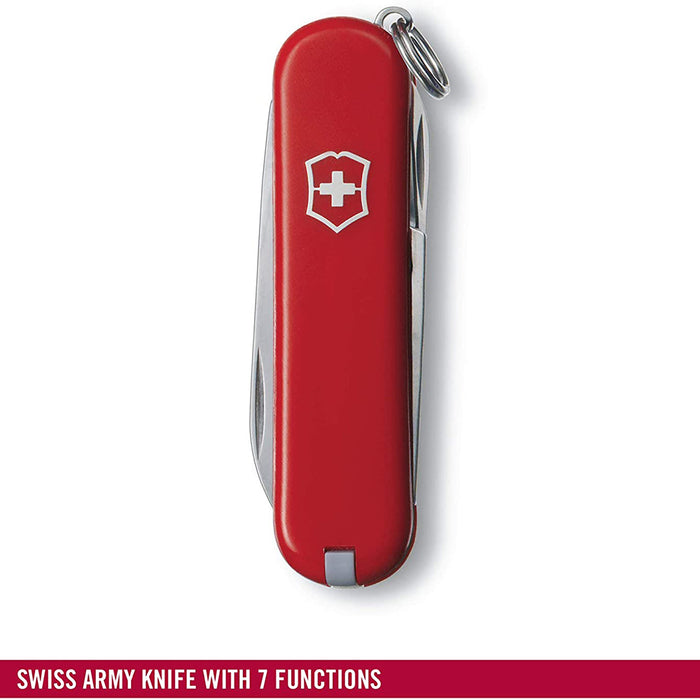 Victorinox Red Handle Stainless Steel Blade Classic Swiss Pocket Knife - 0.6223.B1