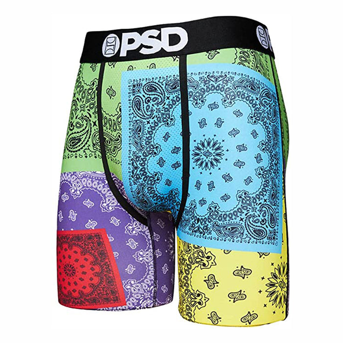 PSD Men's Multicolor Neon Patchwork Boxer Briefs Underwear - 221180063-MUL