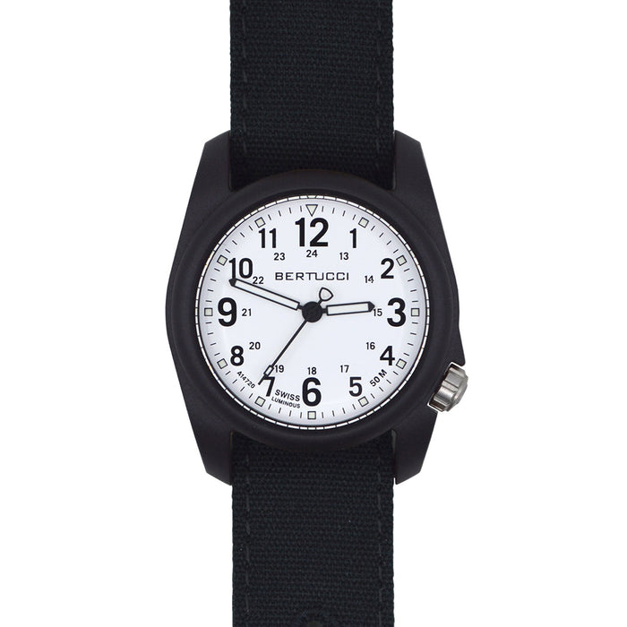 Bertucci Men's DX3 Black Comfort Canvas Band White Analog Dial Quartz Watch - 11095