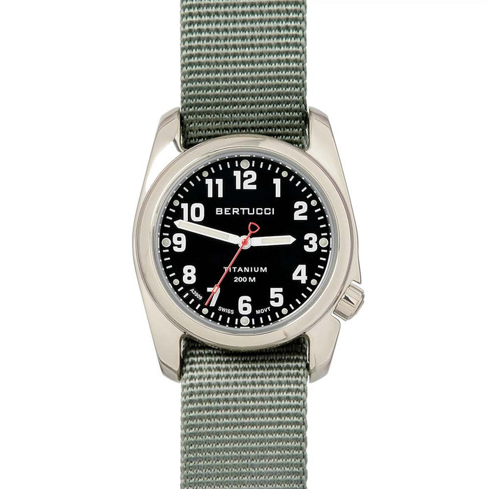 Bertucci A-2T Men's Black Dial Green Nylon Band Japanese Quartz Watch - 12042
