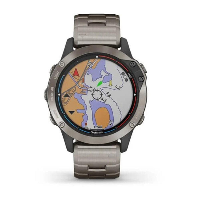 Garmin Unisex Quatix 6 Sapphire Titanium Gray Band Marine GPS Smart Watch - 010-02158-94 - WatchCo.com