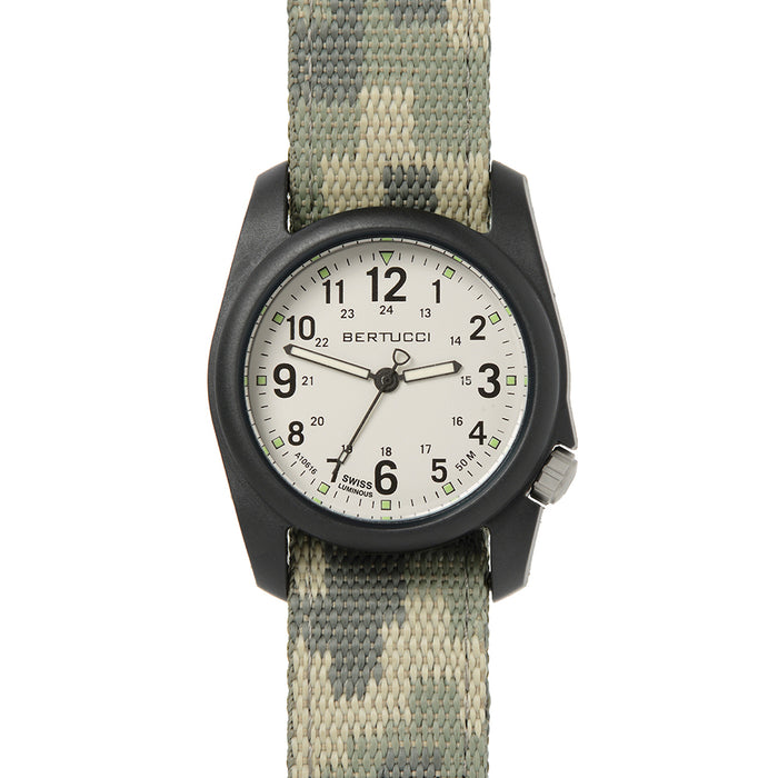 Bertucci DX3® Unisex Stone Dial Nylon Digicam C-Type Camo Webbing Band Japanese Quartz Watch - 11112