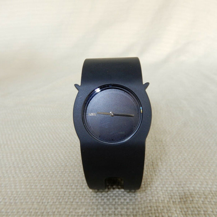 Alessi Unisex Neko Nero Plastic Watch - Black Rubber Strap - Black Dial - AL24000