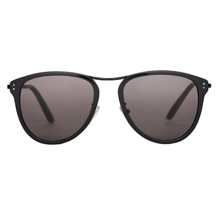 Franco Mens Shiny Black Frame Dark Grey Mirror Wrap Sunglasses - 10011358