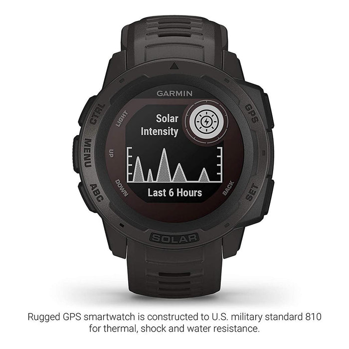 Garmin Instinct Graphite Silicone Band Digital Dial Solar GPS Smart Watch - 010-02293-10