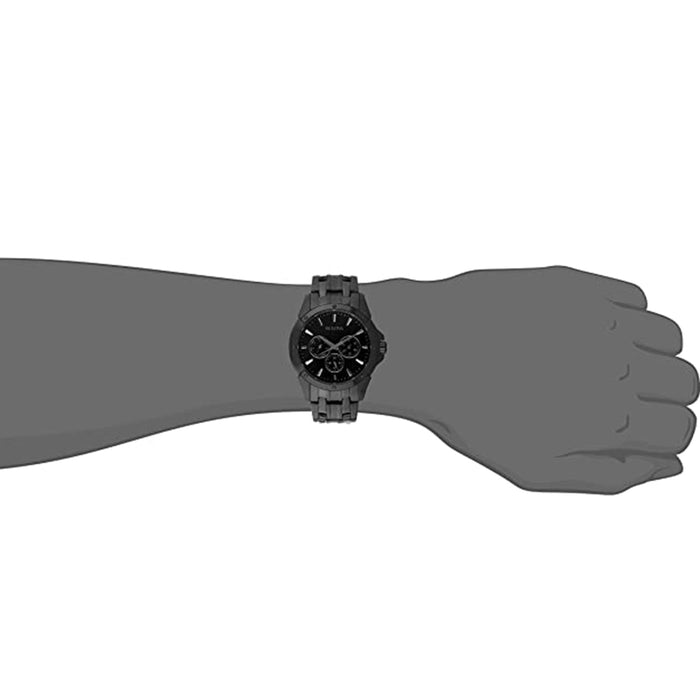 Bulova Mens Sport Analog Display Black Dial Stainless Steel Quartz Watch - 98C121