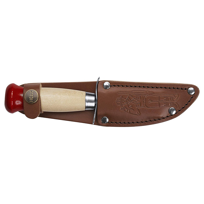 Helle Stainless Steel Fixed Blade Birch Wood Handles Leather Sheath Traditional Field Knife - HELLE04P