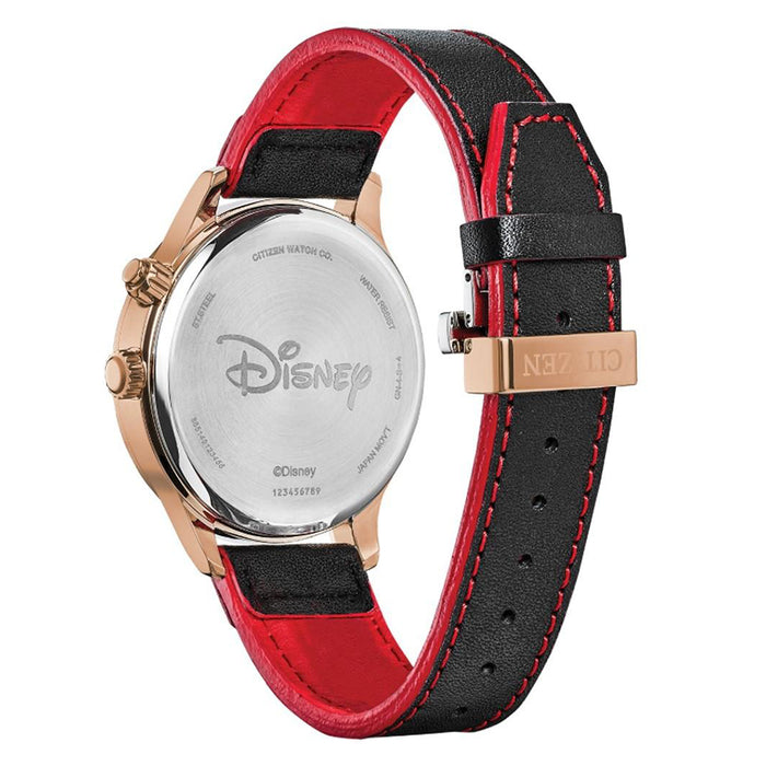 Citizen Eco-Drive Disney Mickey Mouse Mens Black Leather Band Black Quartz Dial Watch - AP1053-23W