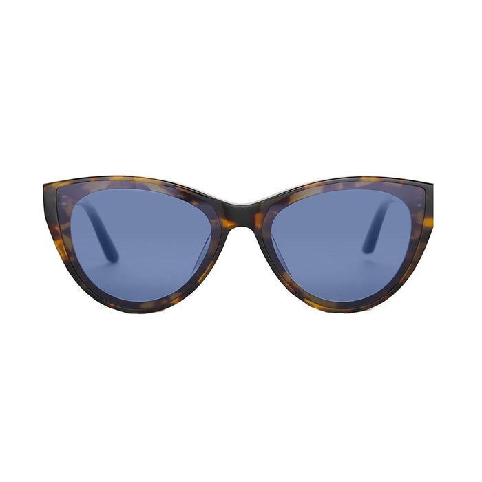 Womens Black Frame Blue Lens Cat Eye Sunglasses - 10012327