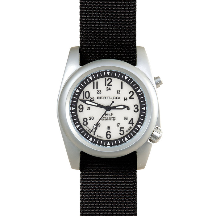 Bertucci A-2SEL Ghost Unisex Black Nylon Band White Quartz Dial Watch - 22025