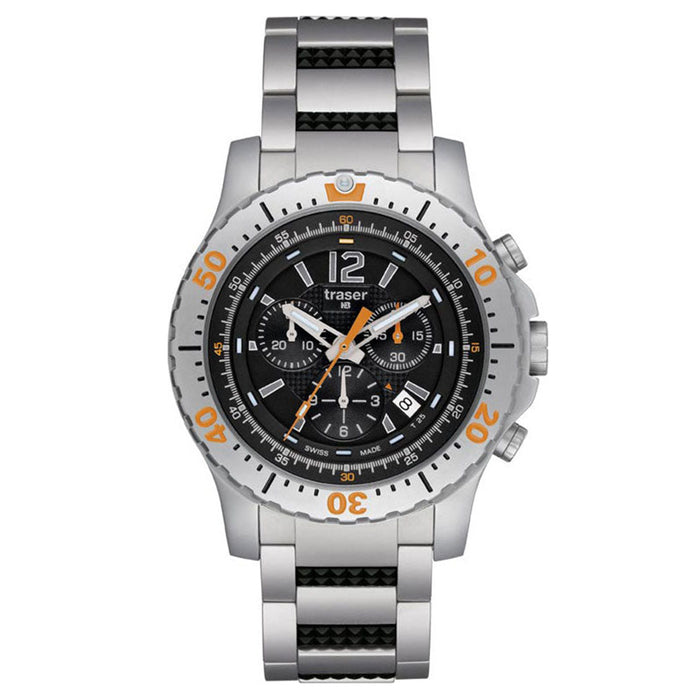 Traser Men's Extreme Sport Chronograph Stainless Watch - Silver Bracelet - Black Dial - P6602.R53.0S.01